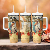 Personalized Saint Kitts And Nevis Tumbler With Handle Brown Pelican Beach Vibe - Wonder Print Shop