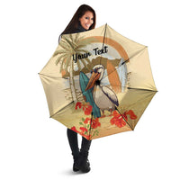 Personalized Saint Kitts And Nevis Umbrella Brown Pelican Beach Vibe - Wonder Print Shop