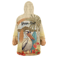 Personalized Saint Kitts And Nevis Wearable Blanket Hoodie Brown Pelican Beach Vibe - Wonder Print Shop
