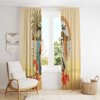 Personalized Saint Kitts And Nevis Window Curtain Brown Pelican Beach Vibe - Wonder Print Shop