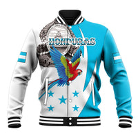 Personalized Honduras Independence Day Baseball Jacket Scarlet Macaw With Coat Of Arms LT18