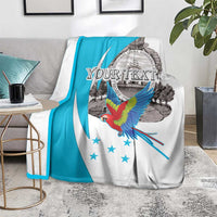 Personalized Honduras Independence Day Blanket Scarlet Macaw With Coat Of Arms LT18