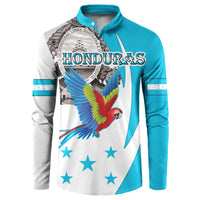 Personalized Honduras Independence Day Button Sweatshirt Scarlet Macaw With Coat Of Arms LT18