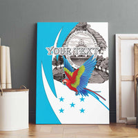 Personalized Honduras Independence Day Canvas Wall Art Scarlet Macaw With Coat Of Arms LT18
