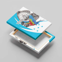 Personalized Honduras Independence Day Canvas Wall Art Scarlet Macaw With Coat Of Arms LT18