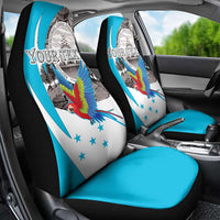 Personalized Honduras Independence Day Car Seat Cover Scarlet Macaw With Coat Of Arms LT18