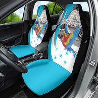 Personalized Honduras Independence Day Car Seat Cover Scarlet Macaw With Coat Of Arms LT18