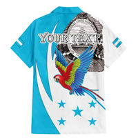 Personalized Honduras Independence Day Family Matching Mermaid Dress and Hawaiian Shirt Scarlet Macaw With Coat Of Arms LT18