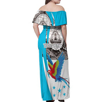 Personalized Honduras Independence Day Family Matching Off Shoulder Maxi Dress and Hawaiian Shirt Scarlet Macaw With Coat Of Arms LT18