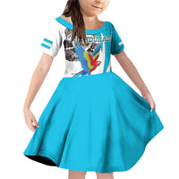 Personalized Honduras Independence Day Family Matching Off Shoulder Short Dress and Hawaiian Shirt Scarlet Macaw With Coat Of Arms LT18