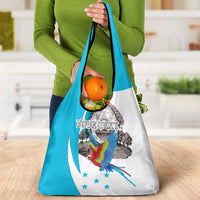 Personalized Honduras Independence Day Grocery Bag Scarlet Macaw With Coat Of Arms LT18