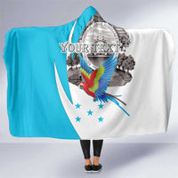 Personalized Honduras Independence Day Hooded Blanket Scarlet Macaw With Coat Of Arms LT18