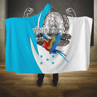 Personalized Honduras Independence Day Hooded Blanket Scarlet Macaw With Coat Of Arms LT18