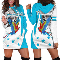 Personalized Honduras Independence Day Hoodie Dress Scarlet Macaw With Coat Of Arms LT18