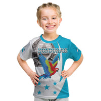 Personalized Honduras Independence Day Kid T Shirt Scarlet Macaw With Coat Of Arms LT18