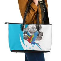 Personalized Honduras Independence Day Leather Tote Bag Scarlet Macaw With Coat Of Arms LT18