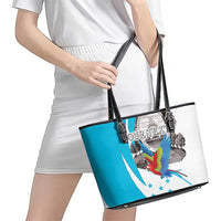 Personalized Honduras Independence Day Leather Tote Bag Scarlet Macaw With Coat Of Arms LT18