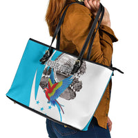Personalized Honduras Independence Day Leather Tote Bag Scarlet Macaw With Coat Of Arms LT18