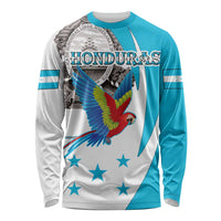 Personalized Honduras Independence Day Long Sleeve Shirt Scarlet Macaw With Coat Of Arms LT18
