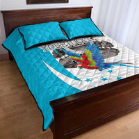 Personalized Honduras Independence Day Quilt Bed Set Scarlet Macaw With Coat Of Arms LT18