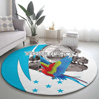 Personalized Honduras Independence Day Round Carpet Scarlet Macaw With Coat Of Arms LT18