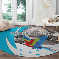 Personalized Honduras Independence Day Round Carpet Scarlet Macaw With Coat Of Arms LT18
