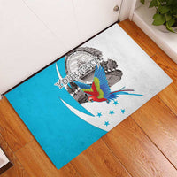 Personalized Honduras Independence Day Rubber Doormat Scarlet Macaw With Coat Of Arms LT18