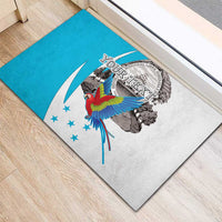 Personalized Honduras Independence Day Rubber Doormat Scarlet Macaw With Coat Of Arms LT18