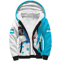 Personalized Honduras Independence Day Sherpa Hoodie Scarlet Macaw With Coat Of Arms LT18