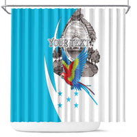 Personalized Honduras Independence Day Shower Curtain Scarlet Macaw With Coat Of Arms LT18