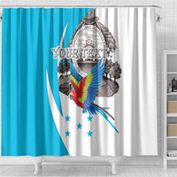 Personalized Honduras Independence Day Shower Curtain Scarlet Macaw With Coat Of Arms LT18