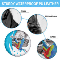 Personalized Honduras Independence Day Spare Tire Cover Scarlet Macaw With Coat Of Arms LT18