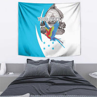 Personalized Honduras Independence Day Tapestry Scarlet Macaw With Coat Of Arms LT18