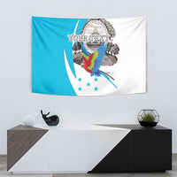 Personalized Honduras Independence Day Tapestry Scarlet Macaw With Coat Of Arms LT18