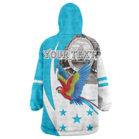Personalized Honduras Independence Day Wearable Blanket Hoodie Scarlet Macaw With Coat Of Arms LT18