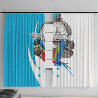 Personalized Honduras Independence Day Window Curtain Scarlet Macaw With Coat Of Arms LT18