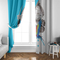 Personalized Honduras Independence Day Window Curtain Scarlet Macaw With Coat Of Arms LT18