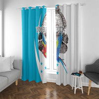 Personalized Honduras Independence Day Window Curtain Scarlet Macaw With Coat Of Arms LT18