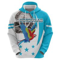 Personalized Honduras Independence Day Zip Hoodie Scarlet Macaw With Coat Of Arms LT18