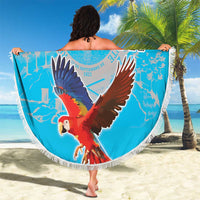 Custom Honduras Independence Day Beach Blanket Scarlet Macaw With Orchid Flower - Wonder Print Shop