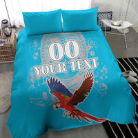 Custom Honduras Independence Day Bedding Set Scarlet Macaw With Orchid Flower - Wonder Print Shop