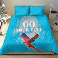 Custom Honduras Independence Day Bedding Set Scarlet Macaw With Orchid Flower - Wonder Print Shop