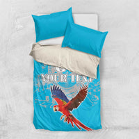 Custom Honduras Independence Day Bedding Set Scarlet Macaw With Orchid Flower - Wonder Print Shop