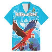 Custom Honduras Independence Day Family Matching Mermaid Dress and Hawaiian Shirt Scarlet Macaw With Orchid Flower - Wonder Print Shop