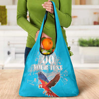 Custom Honduras Independence Day Grocery Bag Scarlet Macaw With Orchid Flower
