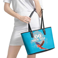 Custom Honduras Independence Day Leather Tote Bag Scarlet Macaw With Orchid Flower - Wonder Print Shop