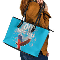 Custom Honduras Independence Day Leather Tote Bag Scarlet Macaw With Orchid Flower - Wonder Print Shop
