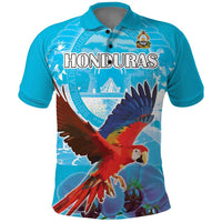 Custom Honduras Independence Day Polo Shirt Scarlet Macaw With Orchid Flower - Wonder Print Shop