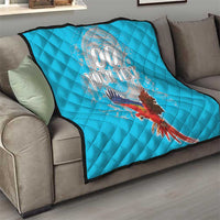 Custom Honduras Independence Day Quilt Scarlet Macaw With Orchid Flower - Wonder Print Shop