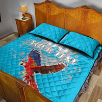 Custom Honduras Independence Day Quilt Bed Set Scarlet Macaw With Orchid Flower - Wonder Print Shop